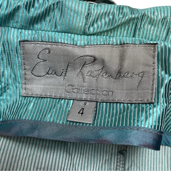 Emil Rutenberg Lightweight Swing Jacket Collared Teal Mint Blue Pinstripe Size 4 - Picture 7 of 9